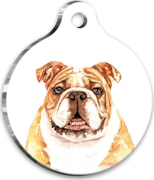 Suluboya Bulldog Yuvarlak Köpek Künyesi