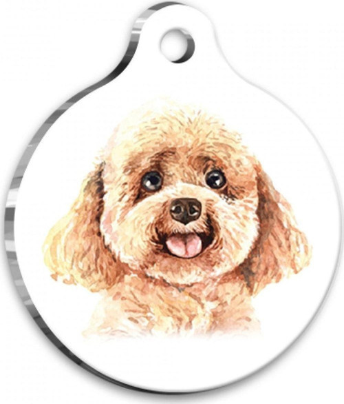 Suluboya Toy Poodle Yuvarlak Köpek Künyesi Medium 3 Cm