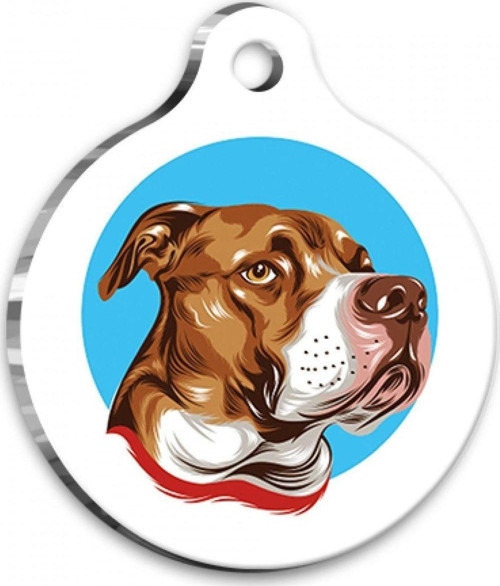Illüstrasyon Pitbull 2 Yuvarlak Köpek Künyesi