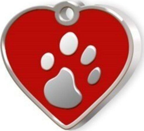 Kalp Şeklinde Mineli Küçük Köpek Künyesi Kırmızı