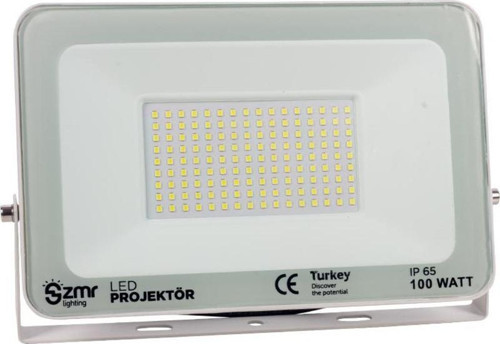 ZMR 100 WATT 6500K IP65 150* IŞIK AÇISI 220 VOLT BEYAZ SLİM KASA LED PROJEKTÖR (2818)