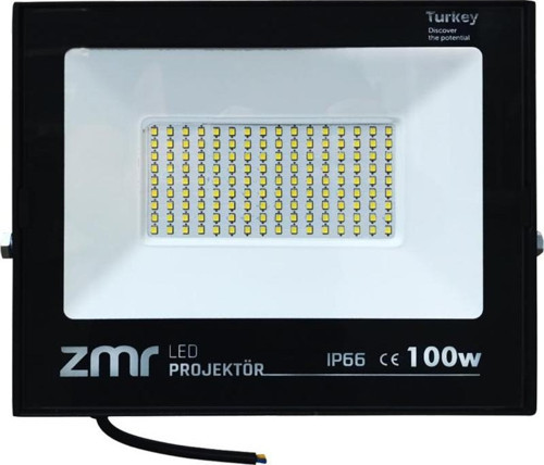 ZMR 100 WATT BEYAZ 6500K IP66 150* IŞIK AÇISI 220 VOLT SİYAH SLİM KASA LED PROJEKTÖR (2818)