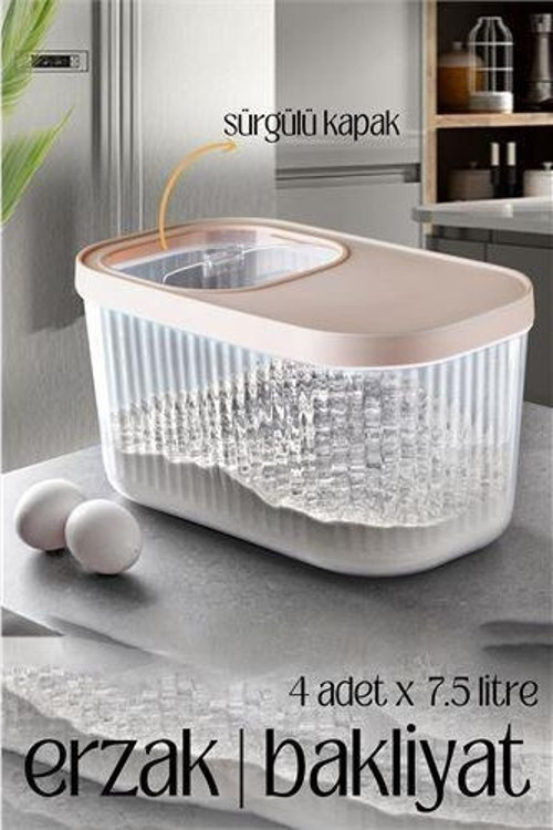 MultiBox Erzak Bakliyat Kutusu Sürgülü Kapak 7.5 Litre 4 ADET 718471