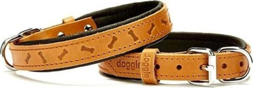 Comfort Deri Kemik Desenli Köpek Boyun Tasması Small Camel 2x30-35 Cm