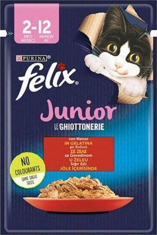 Pouch Junior Sığır Etli Yavru Kedi Konservesi 12 Adet 85 Gr