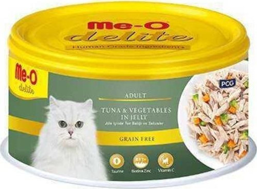 Meo Delite Tahılsız Jöleli Ton Balıklı ve Sebzeli Yetişkin Konserve Kedi Maması 80 Gr