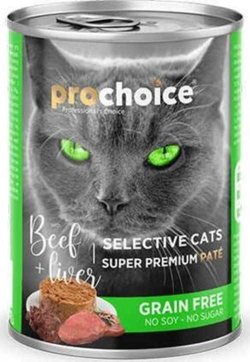Seçici Kediler için Sığır Etli ve Ciğerli Şekersiz Tahılsız Ezme Kedi Konservesi 400 Gr
