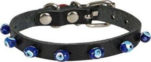 Boncuklu Deri Küçük Irk Köpek ve Kedi Boyun Tasması Small Siyah 1x16-20 Cm
