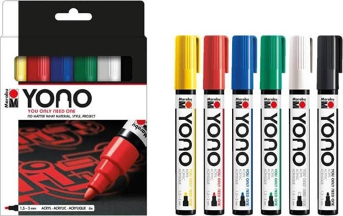 YONO Akrilik Marker 1.5-3 mm 6 Renk Set Basic