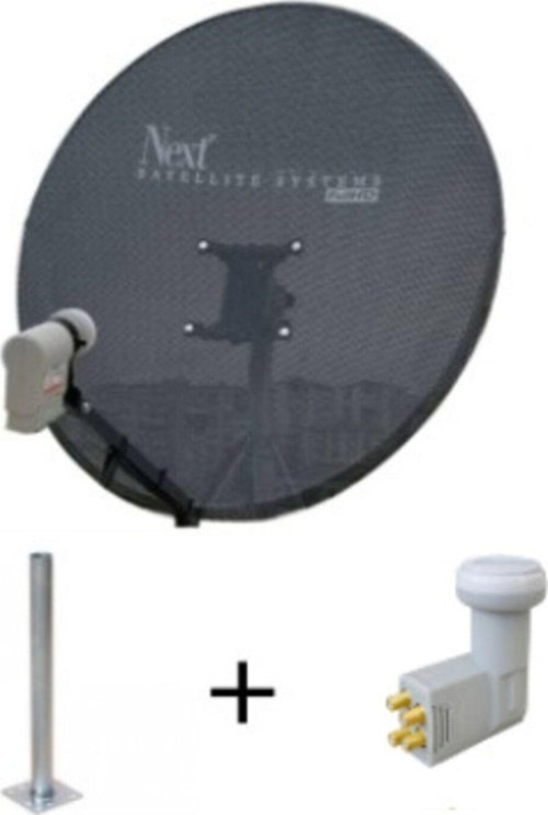80 Cm Delikli 0,6 Mm. Gri Renk Ofset Çanak Anten +... 4'Lü Lnb...+ 45 Cm Montaj Borusu