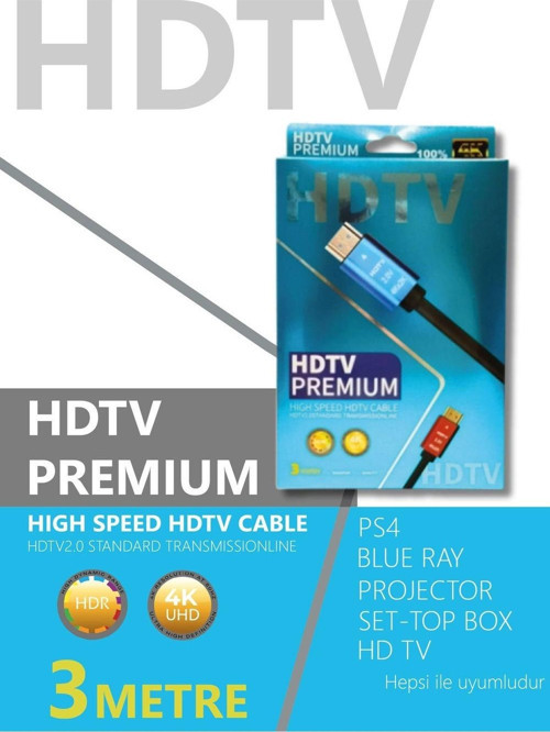 4k 3 Metre 3d Full Hd Hdmi Tv Uydu Alıcısı Kablosu