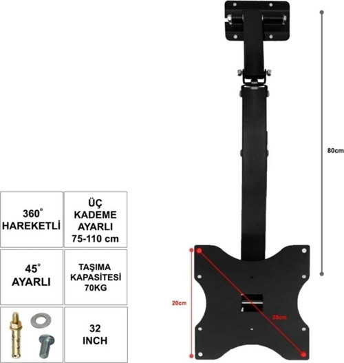 3011t 32 Inç 55-82 Cm Kelebek Tavan Askı Aparatı