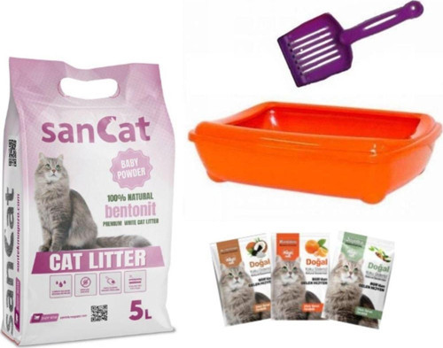 Sancat Bebek Pudrası Kokulu 5 Lt Kedi Kumu, Açık Kedi Tuvaleti, Koku Giderici Toz