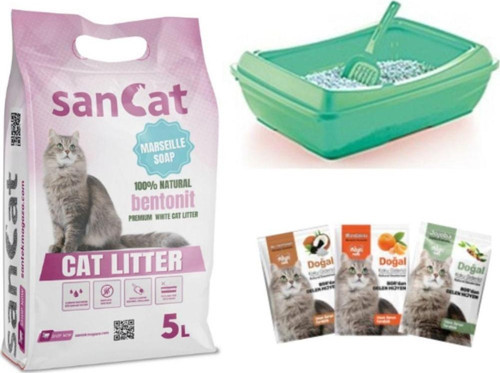 Sancat Marsilya Sabunu Kokulu 5 Lt Kedi Kumu, Açık Kedi Tuvaleti, Koku Giderici Toz