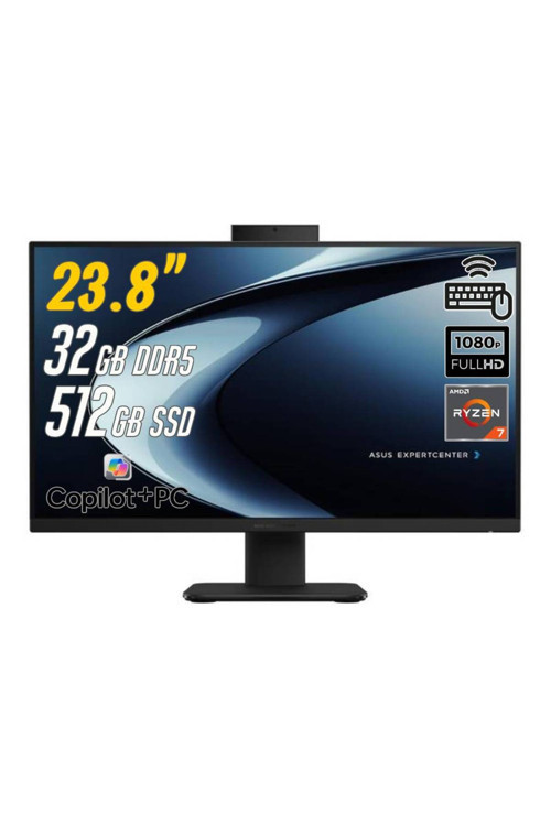 ExpertCenter P600 Ryzen AI 7-350 32GB 512GB 23.8 FreeDos Siyah AI-Powered AIO Bilgisayar PM640KA