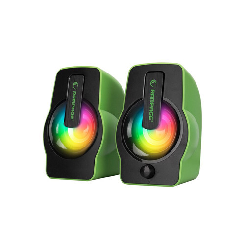 YEŞİL - RGB IŞIKLI 1+1 HOPARLÖR SPEAKAER SET USB KABLO 2.0 MULTİMEDYA - 6W (5691)