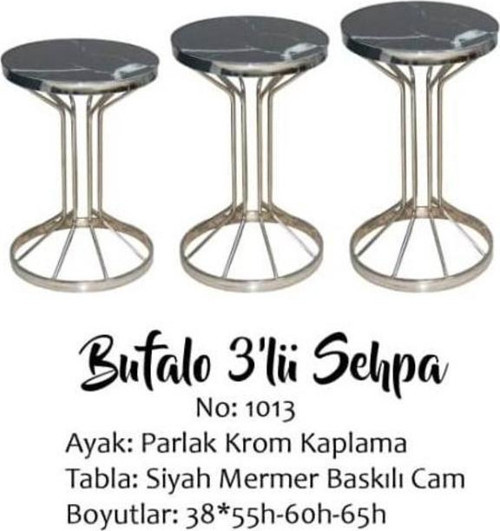 Brc zigon 13381 Bufalo Model Siyah Mermer Temper cam GÜMÜŞ Kaplama Metal Ayak