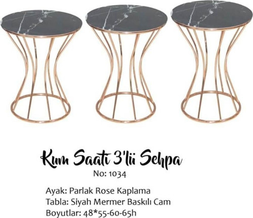 Brc Zigon Kumsaat Model Siyah Mermer Desen Metal Çelik ROSE Renk Kaplama Elyapım