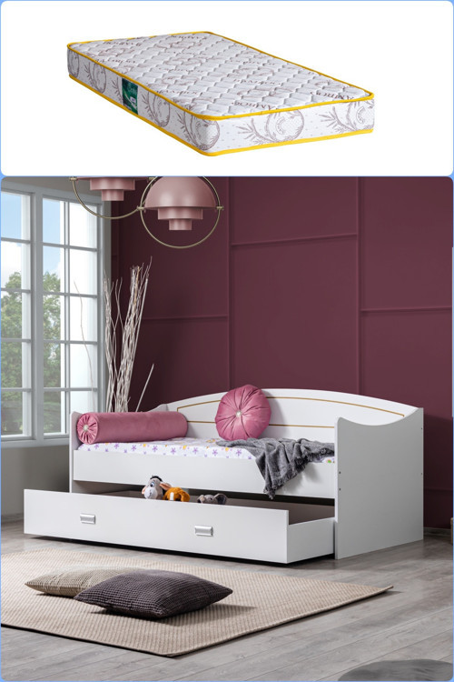 Yavrulu Karyola, Akasya Yavrulu Yatak +1 Adet Comfort Yatak Beyaz-90 x 200
