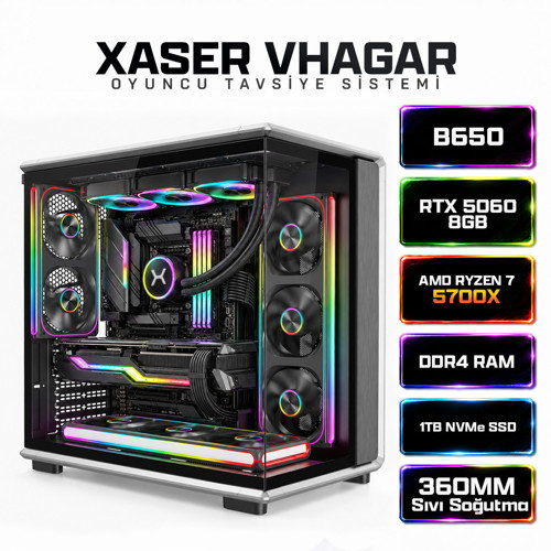 Vhagar X15 Ryzen 7 5700X 32GB Ram 1TB M.2 NVMe SSD 8GB RTX5060 Oyuncu Tavsiye Sistem
