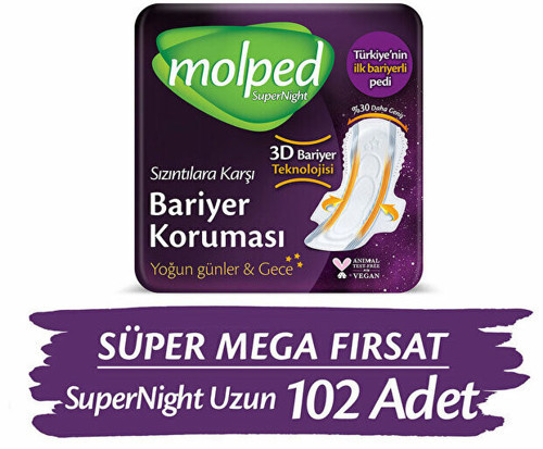 Supernight Mega Hijyenik Ped Uzun 34 lü x 3 Adet