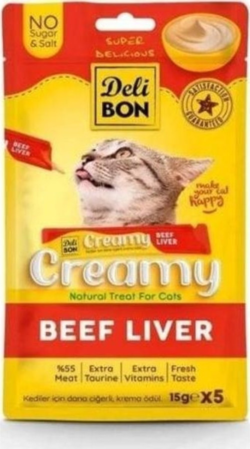 Creamy Dana Ciğerli Sıvı Kedi Ödül Maması 5x15 Gr