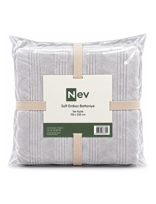 Nev Serisi Soft Embos Tek Kişilik Battaniye (150x220) - Gri