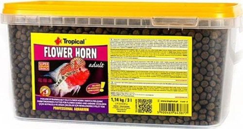 Flower Horn Adult Çiçek Boynuzlu ve Diğer Cichlid için Renklendirici Pellet Balık Yemi 3 Lt 1.14 Kg