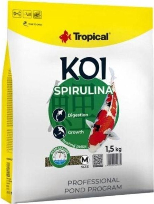Spırulına Pellet Koi Balıkları için Spırulına Katkılı Pellet Balık Yemi Medium 5 Lt 1.5 Kg