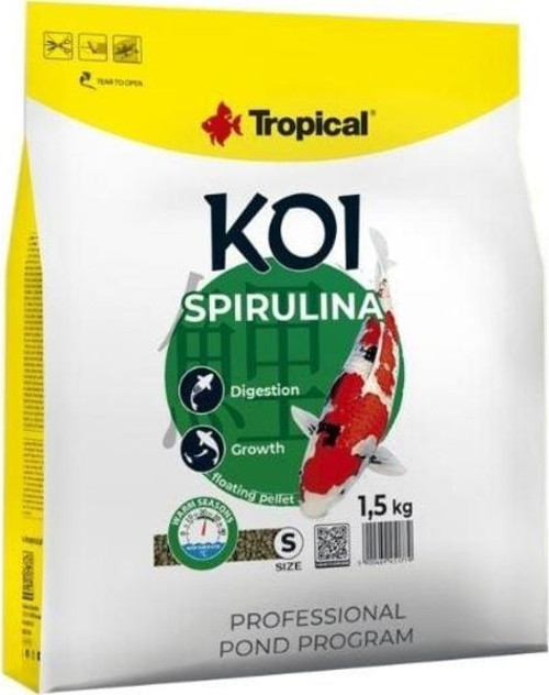 Spırulına Pellet Koi Balıkları için Spırulına Katkılı Pellet Balık Yemi Small 5 Lt 1.5 Kg