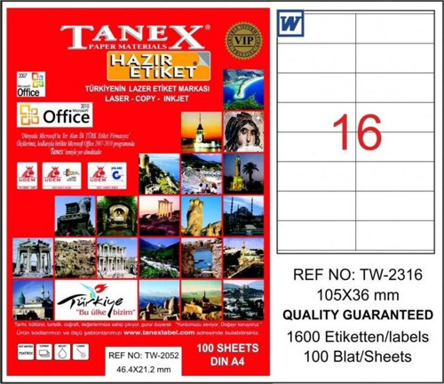 Tw-2316 Lazer Etiket 105X36 Mm Tw2316Las10100