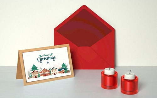 Yılbaşı Temalı Kraft Açılır Kartpostal Seti (15x10 cm 6 Adet+6 Adet Zarf)