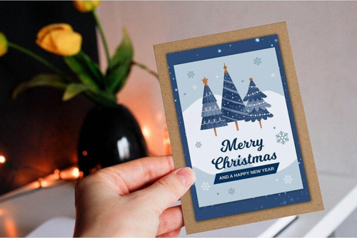 Yılbaşı Temalı Kraft Kart üzeri Kartpostal Seti (15x10 cm 6 Adet+6 Adet Zarf)