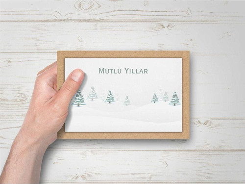 Yılbaşı Temalı Kraft Kart üzeri Kartpostal Seti (15x10 cm 6 Adet+6 Adet Zarf)