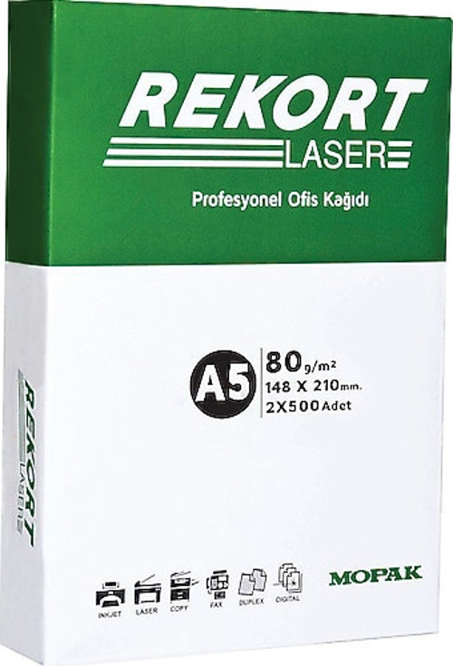 Rekort Laser A5 80 Gr Fotokopi Kağıdı - 3 Koli (30 Paket = 15.000 Yaprak)