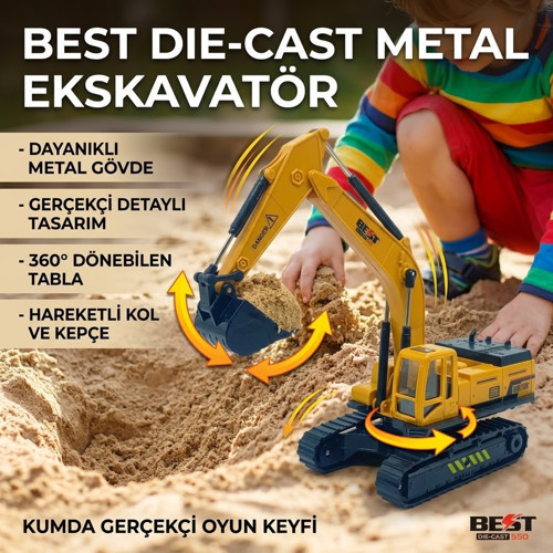 Die-Cast Metal Palet Tekerlekli Ekskavatör