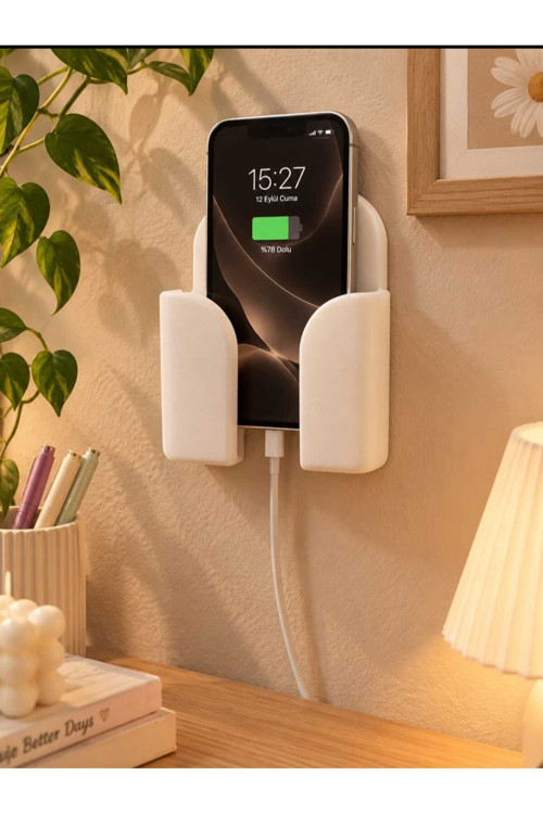 Yatak Odası Duvar Tipi Telefon Tutucu- Şarj İstasyonu Düzenleyici- 3D Pla