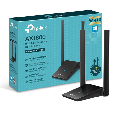 Archer TX20U , AX1800 Mbps Çift Antenli Yüksek Kazanımlı Kablosuz USB Adaptör, 1 metre U