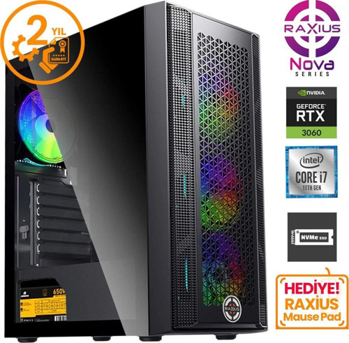 Nova G1 i7 3060-17FF07 i7-11700F 32GB 1TBSSD+1TBSSD RTX3060 FreeDOS Gaming Masaüstü Bilgisayar