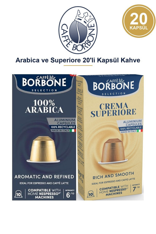 Arabica ve Superiore 20'li Kapsül Kahve – Nespresso Uyumlu, İkili Avantaj Paketi