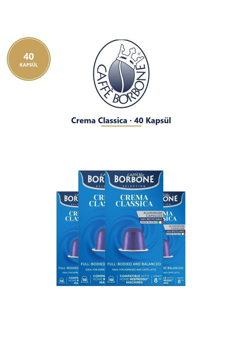 Crema Classica 40 Kapsül (4x10) – Nespresso Uyumlu Alüminyum Kapsül Kahve TETT 07.2027