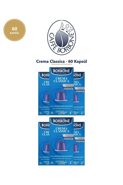 Crema Classica 60 Kapsül (6x10) – Nespresso Uyumlu Alüminyum Kapsül Kahve TETT 07.2027