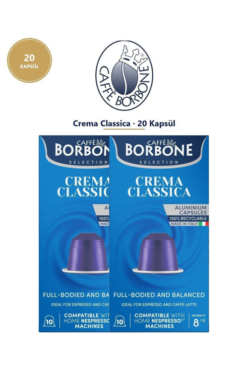 Crema Classica 20 Kapsül 2x10 Nespresso Uyumlu Alüminyum Kapsül Kahve TETT 07/2027