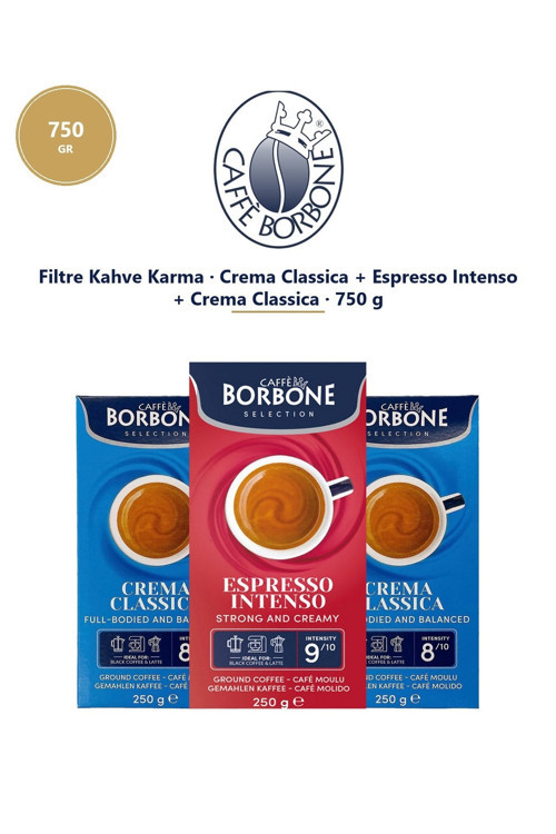 Filtre Kahve Üçlü Karma 2 Classica 1 Intenso 3x250 gr 750 gr – Öğütülmüş