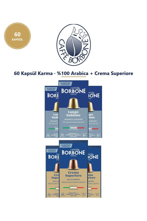 Arabica ve Superiore 60'lı Kapsül Kahve – Nespresso Uyumlu, İkili Avantaj Paketi