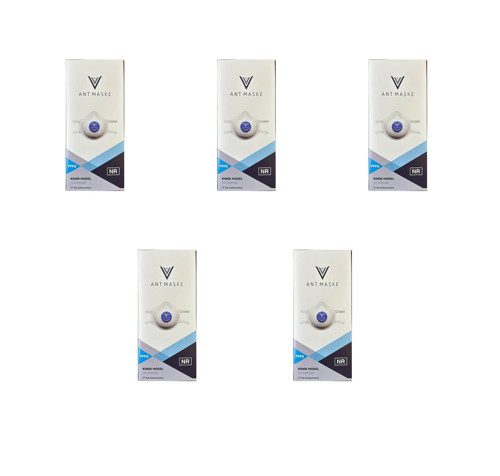 Beyaz Ventilli FFP2 NR Toz İş Güvenlik Sanayi Boya Konik Maske - 25 Adetlik 5 Paket