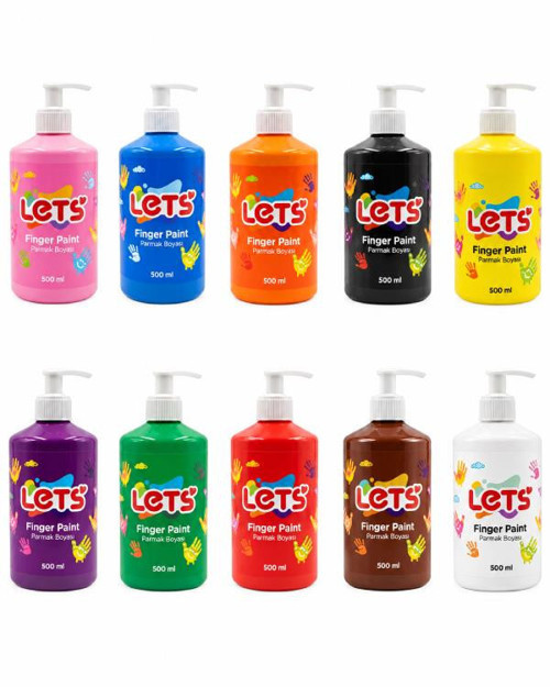 Pompalı Parmak Boyası 10 Renkli Set 500 ml