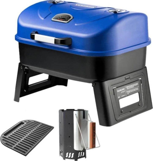 Go&grill Portatif Barbekü Baca Ve Döküm Set Kömürlü Mangal - Gece Mavisi