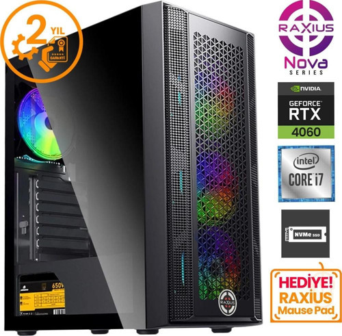 Nova G1 i7 4060-17F10F i7-11700F 64GB 1TBSSD+1TBSSD RTX4060 FreeDOS Gaming Masaüstü Bilgisayar