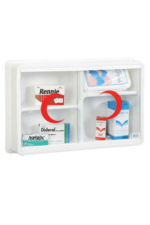 Ecza Dolabı İçi Dolu İlk Yardım İçerik Paketli 47X30X10 Cm 158